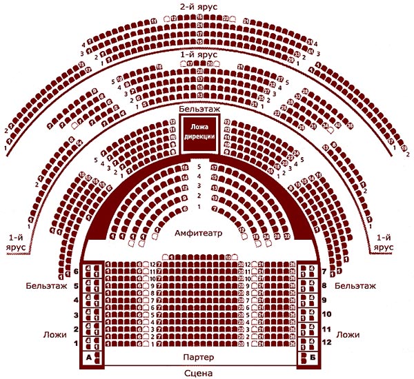 Схема зала театр Маяковского Москва